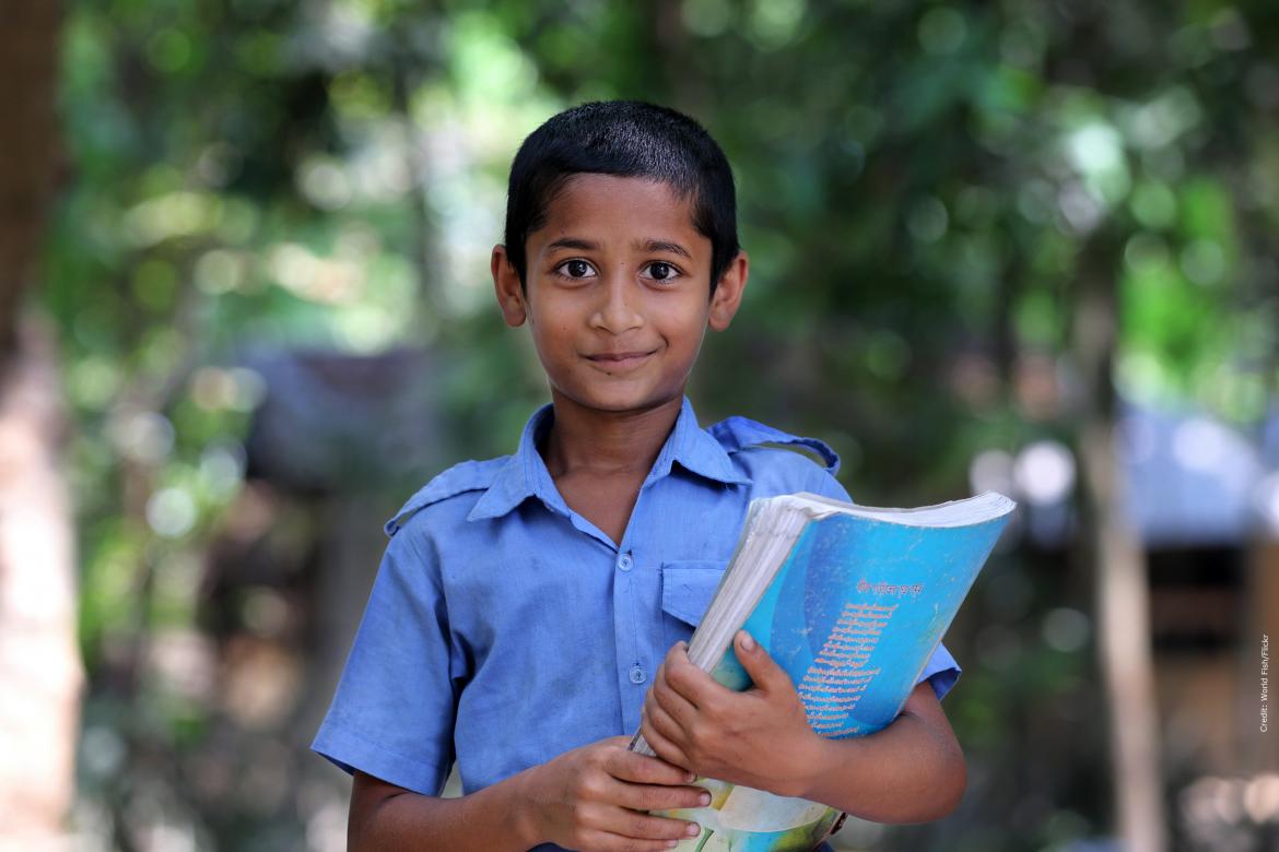 Smiling school-going child